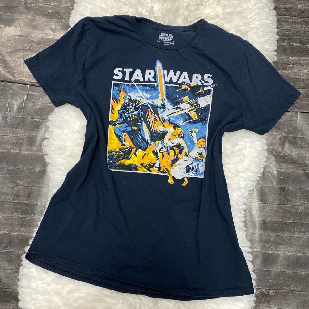 STAR WARS FIFTH SUN BLACK GRAPHIC TEE SHIRT DARTH VADER LIGHT SABER SKYWALKER